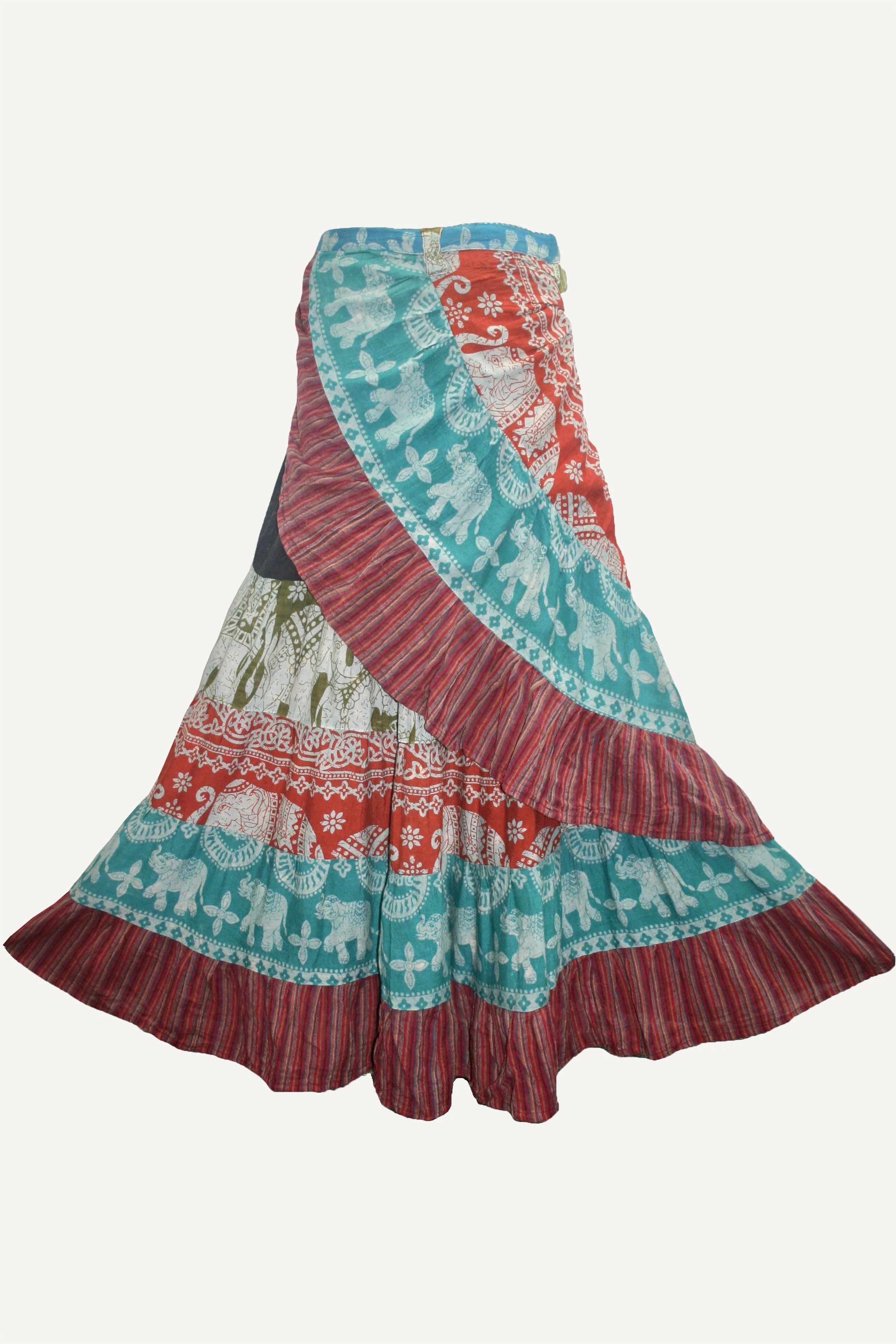 14 WS Women's Distressed Cotton Boho Chic Broom Mopping Wrap Skirt Maxi
