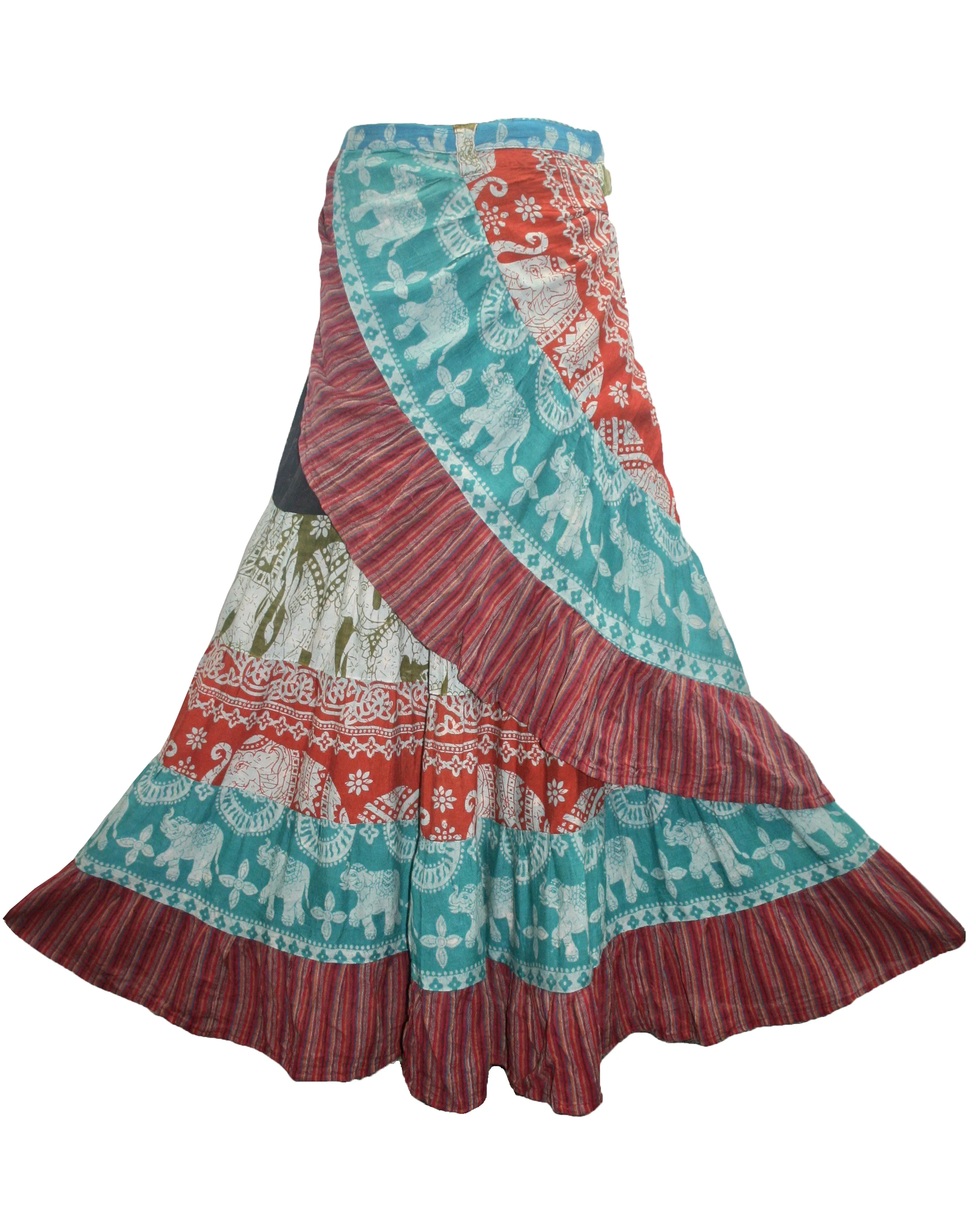 14 WS Women's Distressed Cotton Boho Chic Broom Mopping Wrap Skirt Maxi