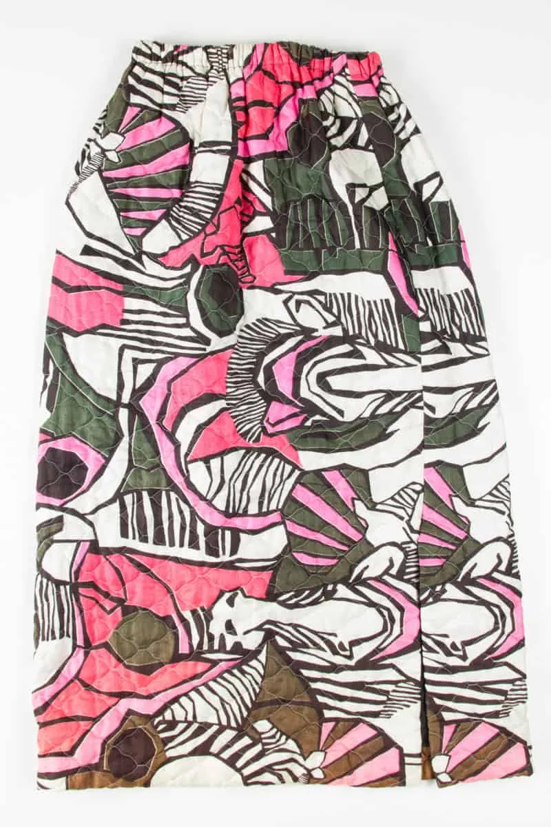 70s Pattern Quilted Maxi Skirt