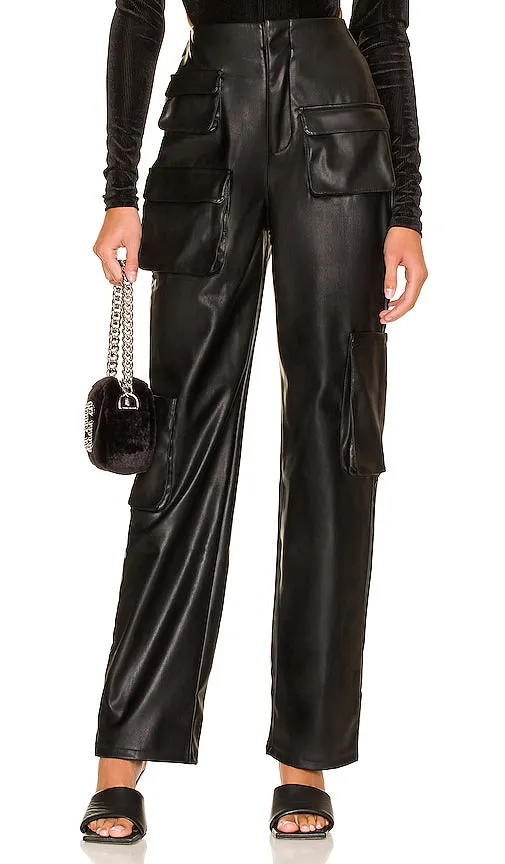 AFRM Sigmund Faux Leather Pant in Black