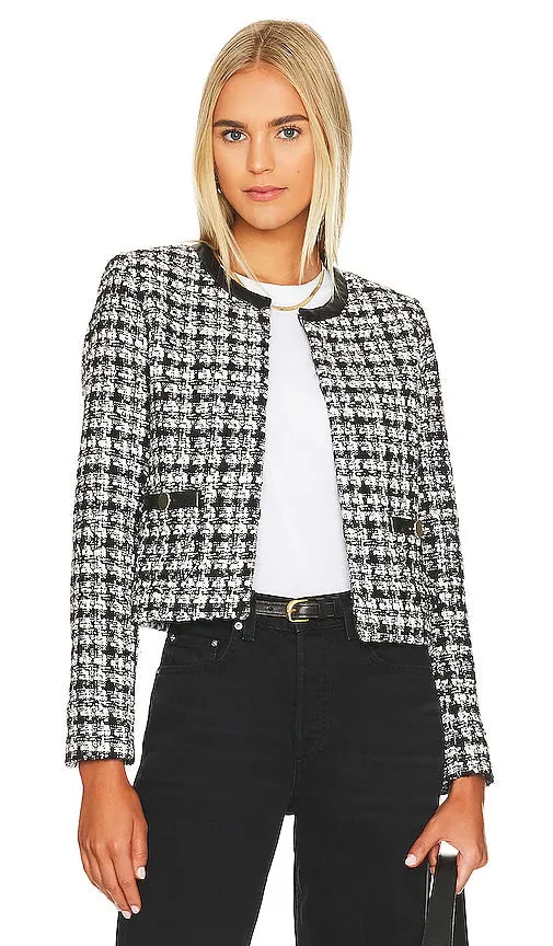 Alice   Olivia Donita Vegan Leather Jacket in Black,White