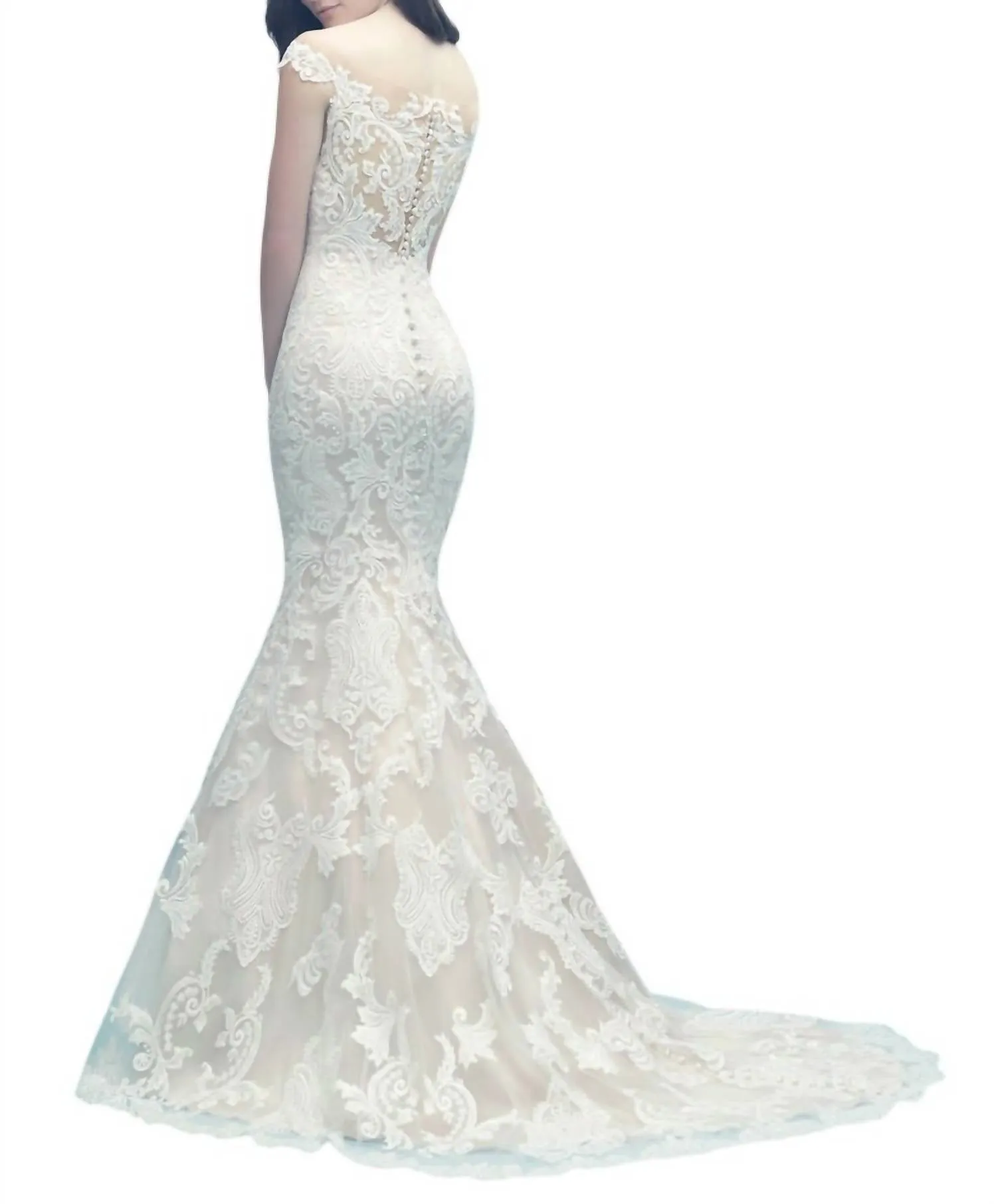 Allure Bridals - Off-Shoulder Lace Gown with Detachable Tulle Train