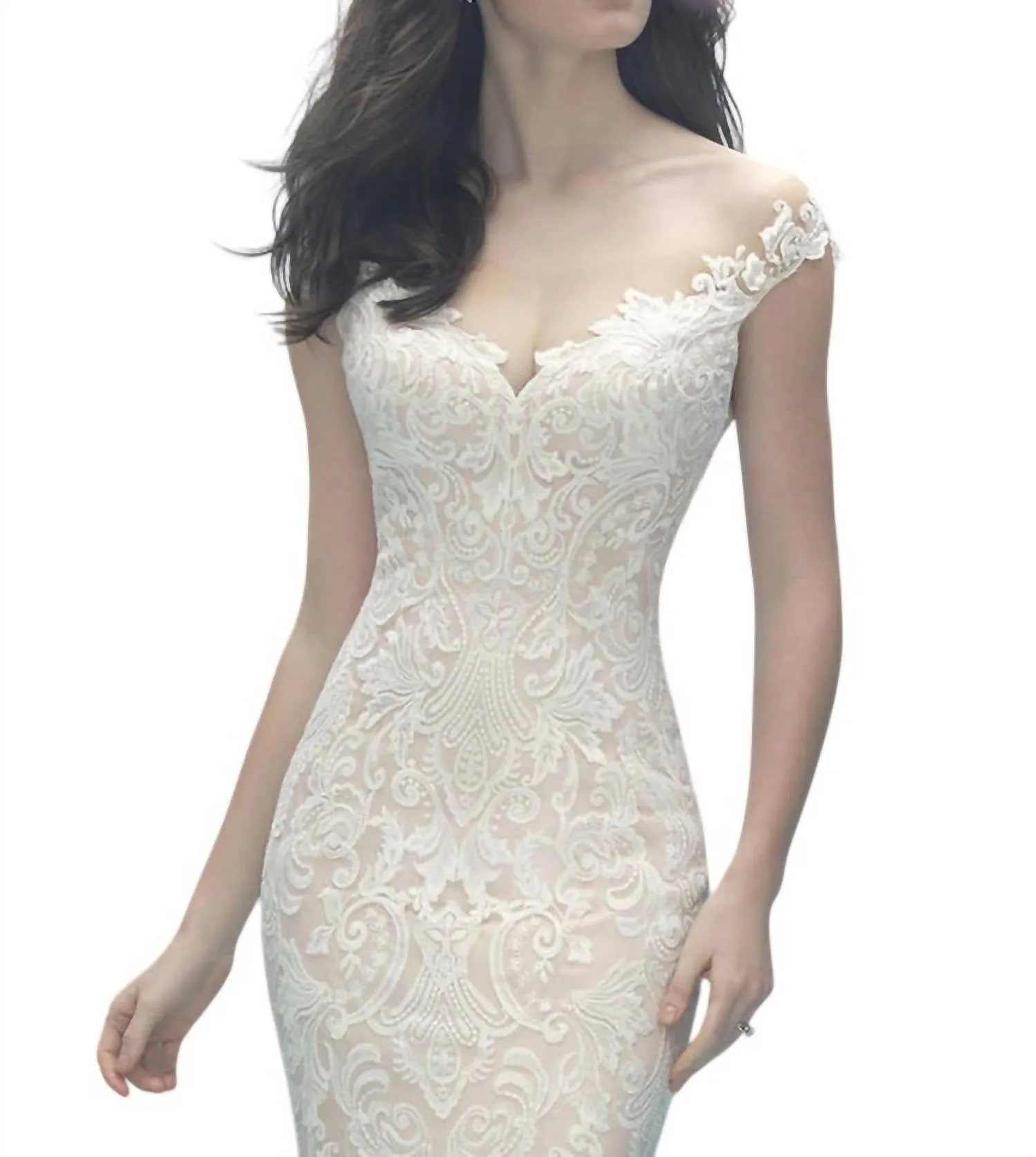 Allure Bridals - Off-Shoulder Lace Gown with Detachable Tulle Train