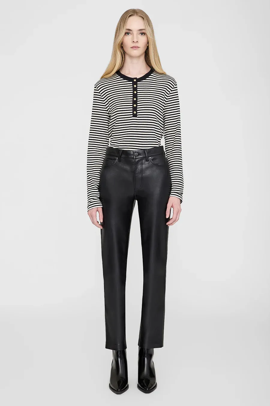 Anine Bing Bruno Pant in Black Recycled Leather