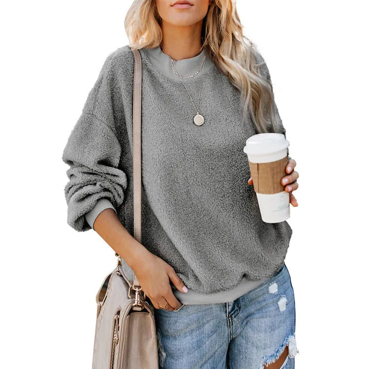 Autumn and Winter Cashmere Sweater Pullover Sweater Female Round Neck Long Sleeve Loose Large Size Shirt