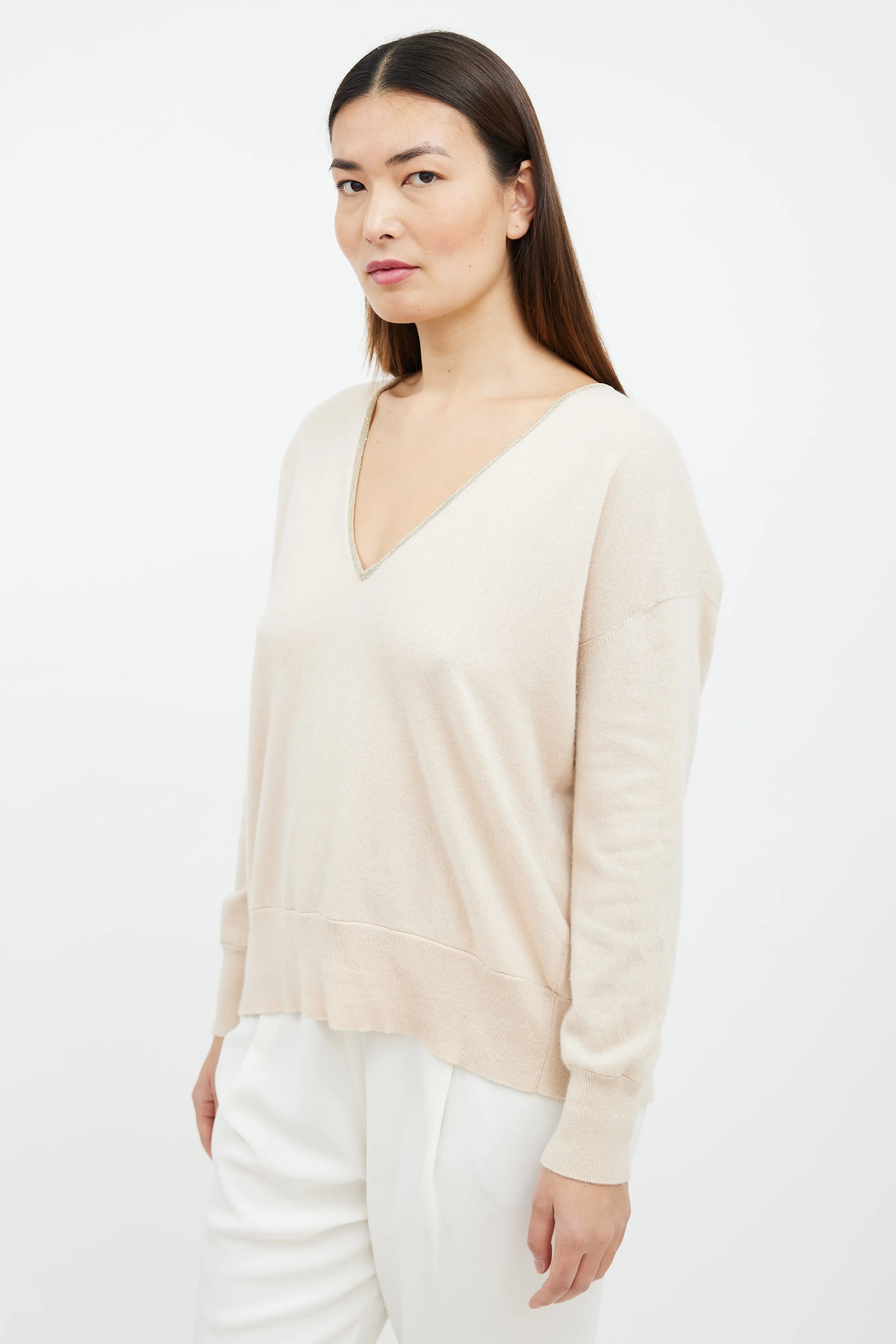 Beige Cashmere Monili Sweater