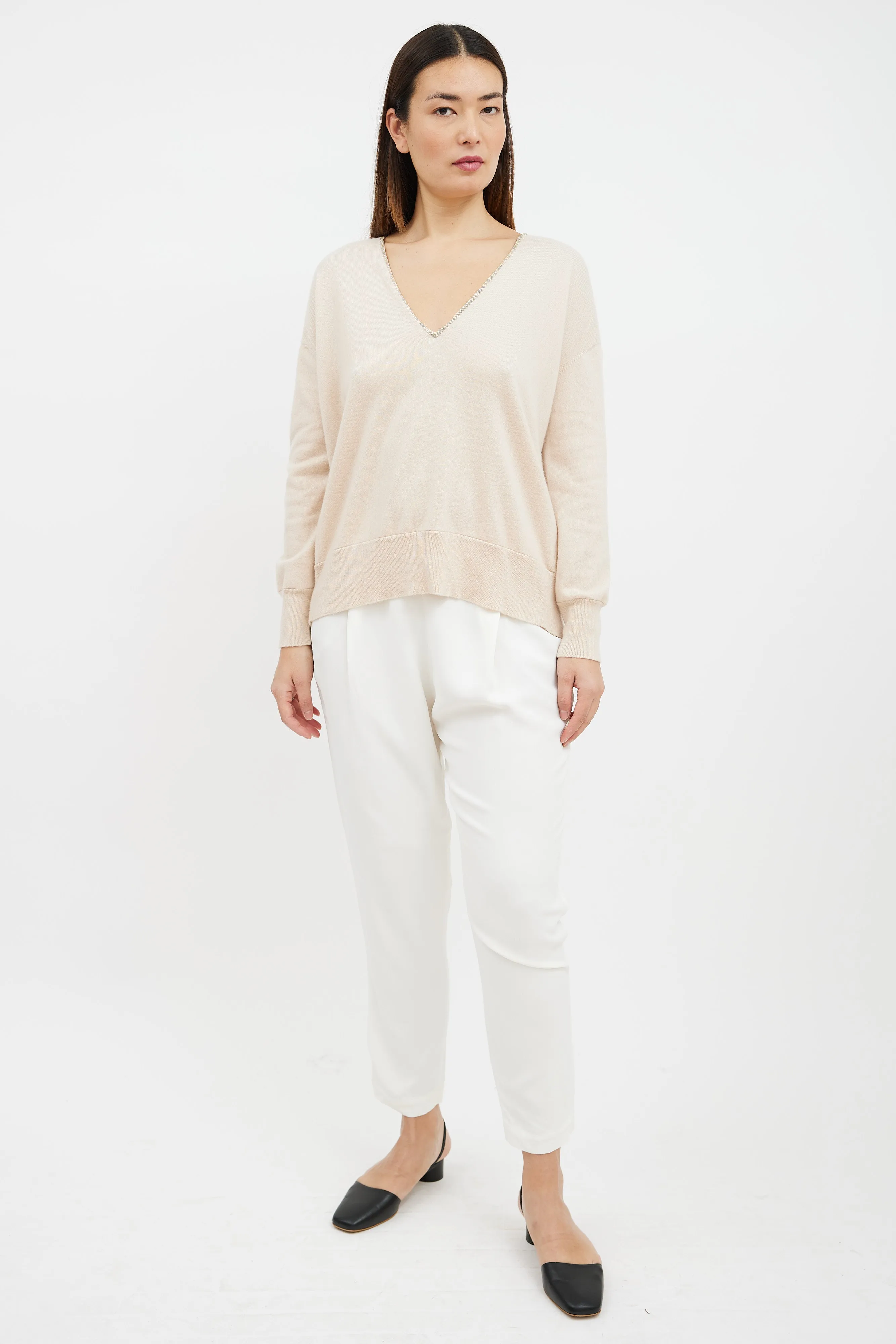 Beige Cashmere Monili Sweater