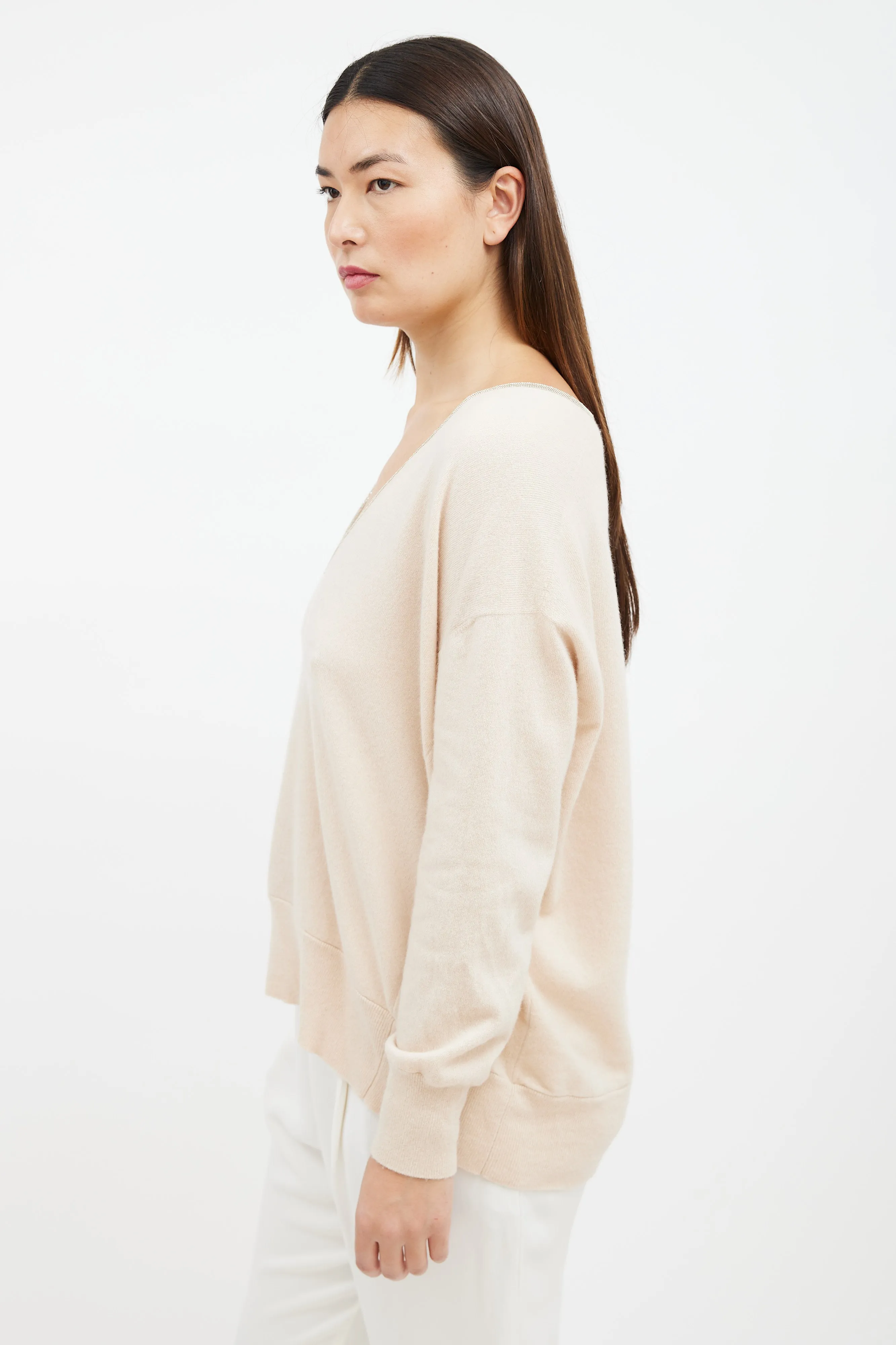 Beige Cashmere Monili Sweater