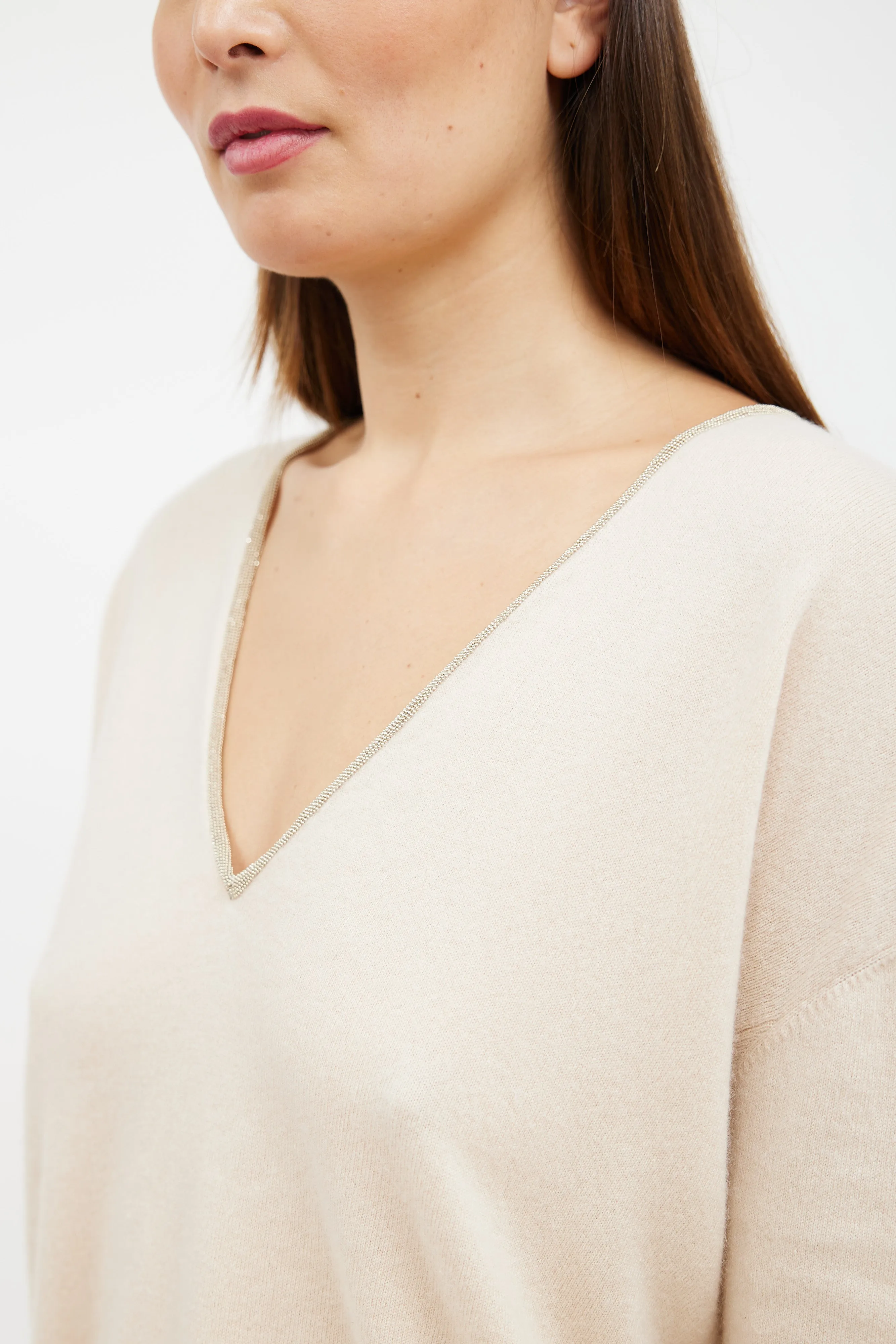 Beige Cashmere Monili Sweater