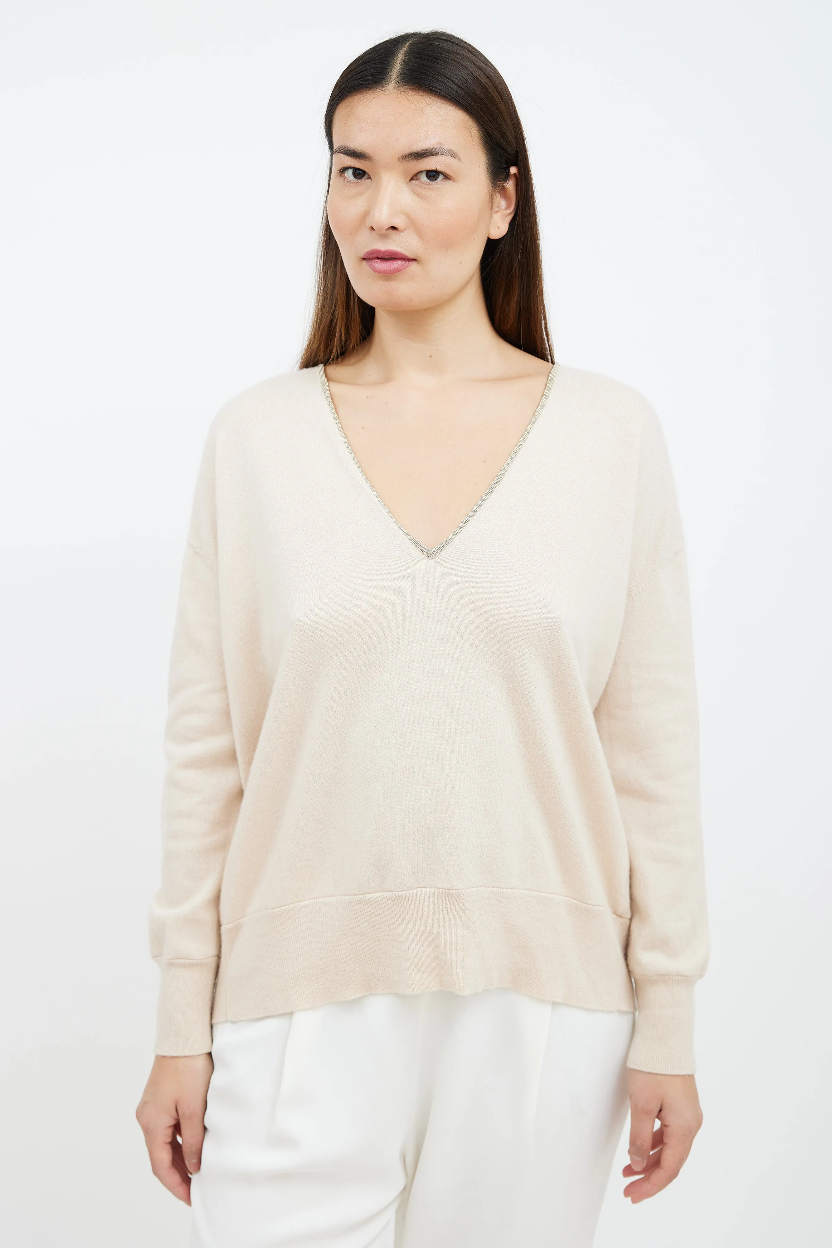 Beige Cashmere Monili Sweater