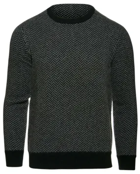 Black Flannel Print Cashmere Sweater