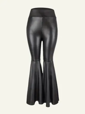 Black Flare Leather Pants
