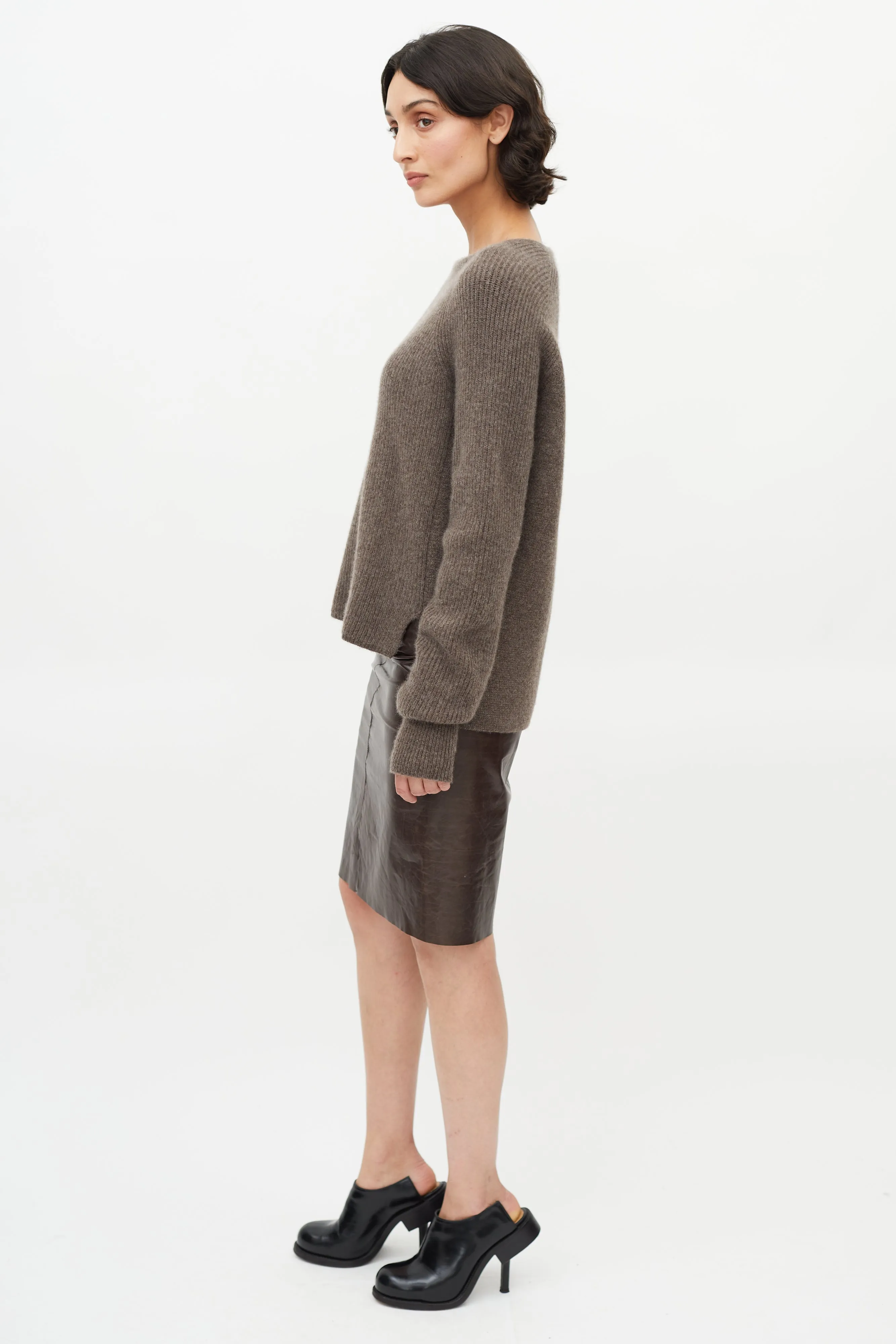 Brown Cashmere Mock Sweater