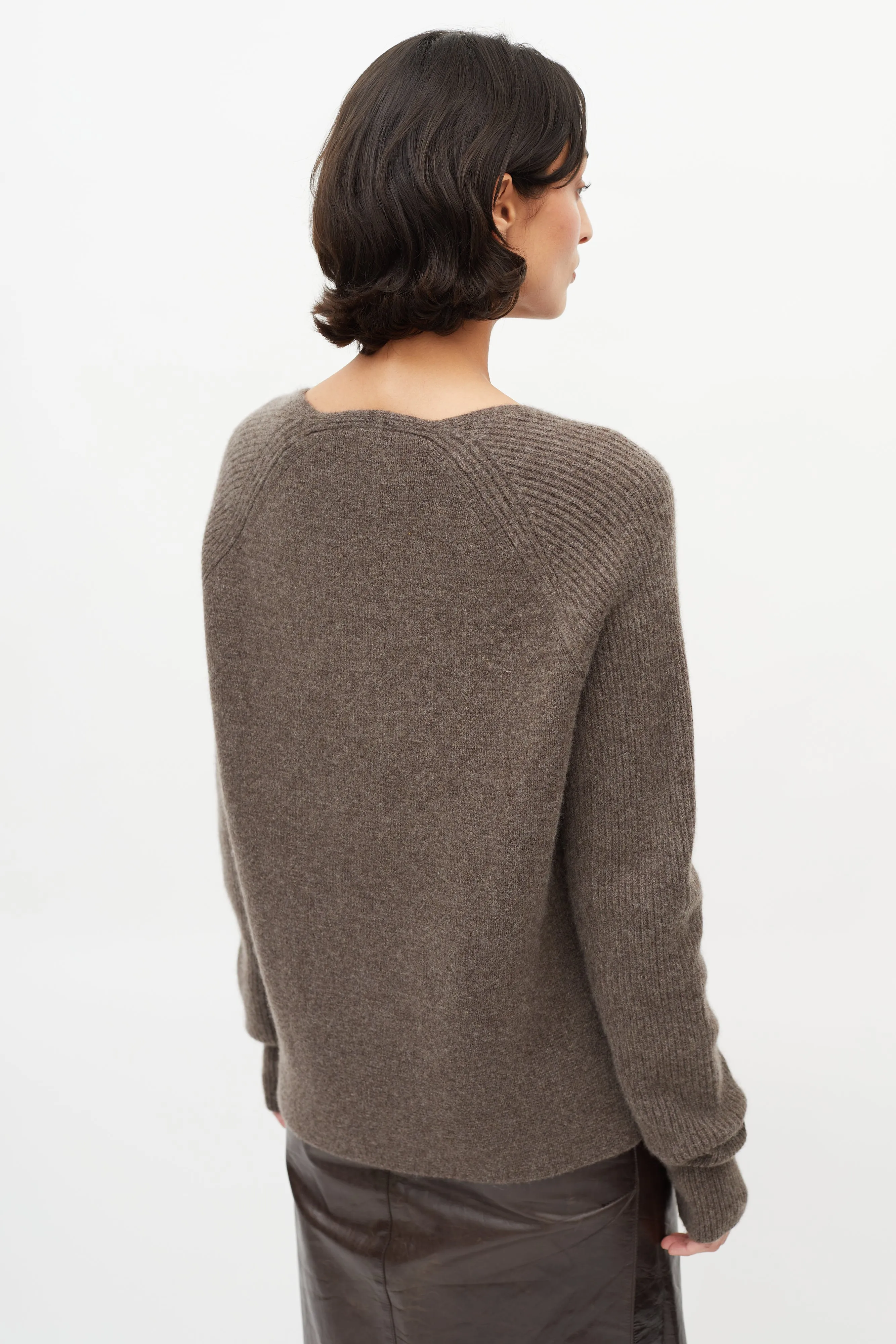 Brown Cashmere Mock Sweater