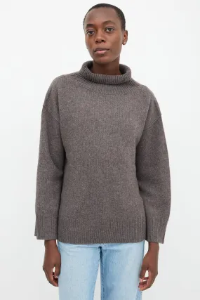 Brown Cashmere Mockneck Sweater