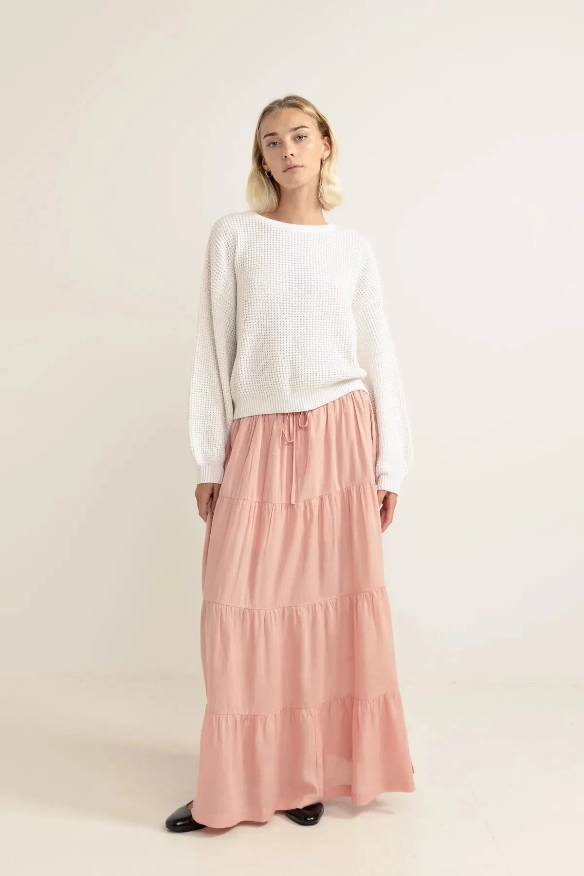 Classic Tiered Maxi Skirt - Rose