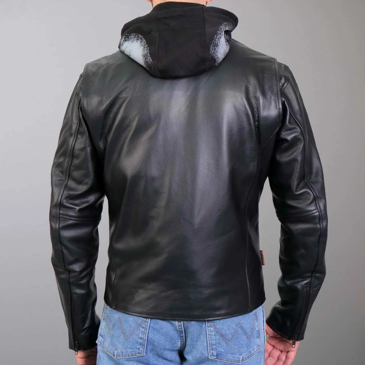 Hot Leathers JKM1031 Mens Skull and Bones Leather Jacket with Flannel Lining