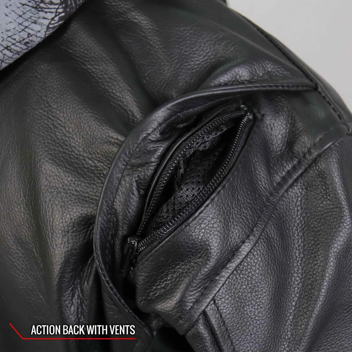 Hot Leathers JKM1031 Mens Skull and Bones Leather Jacket with Flannel Lining