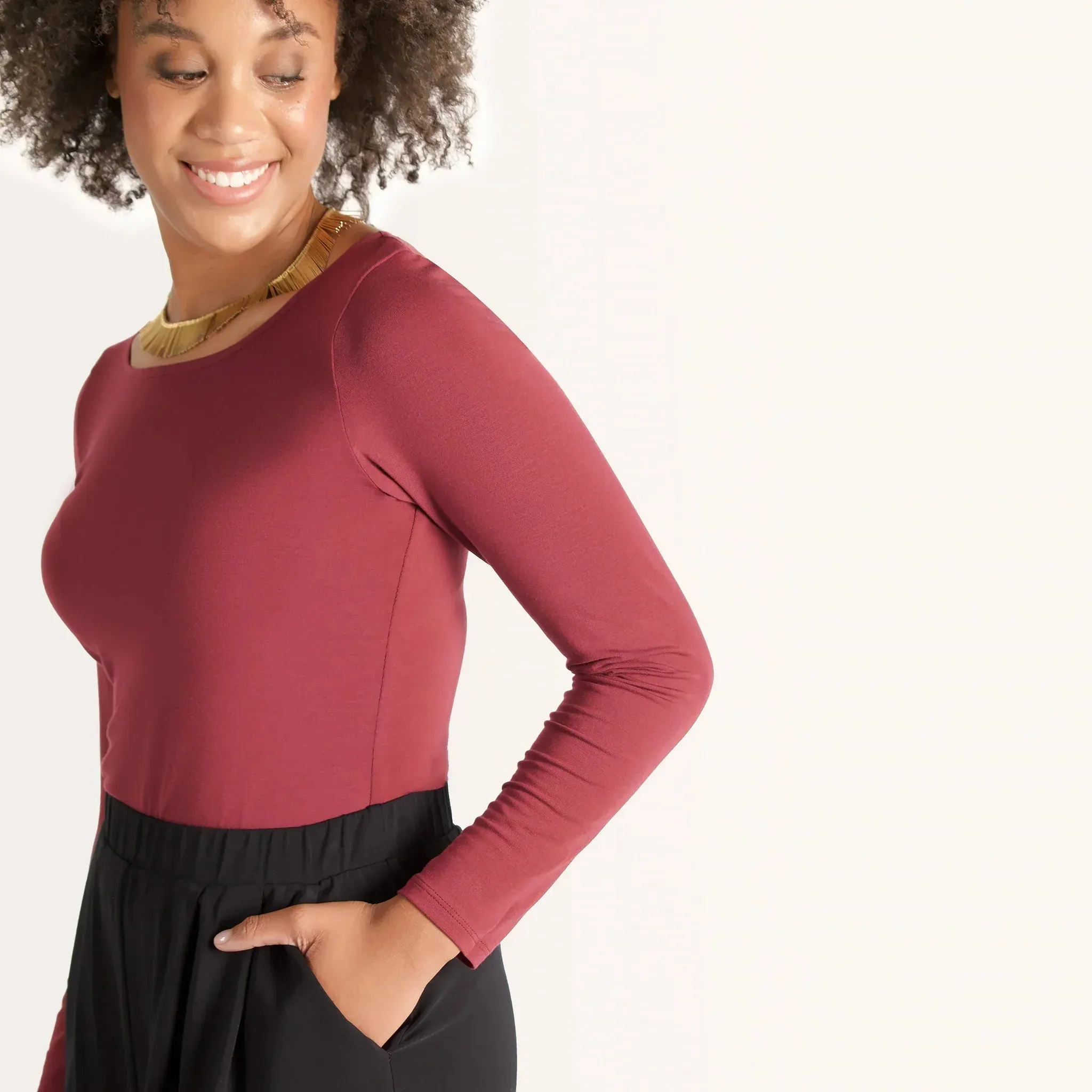 The Effortless Reversible Long Sleeve in Dark Heathered Grey