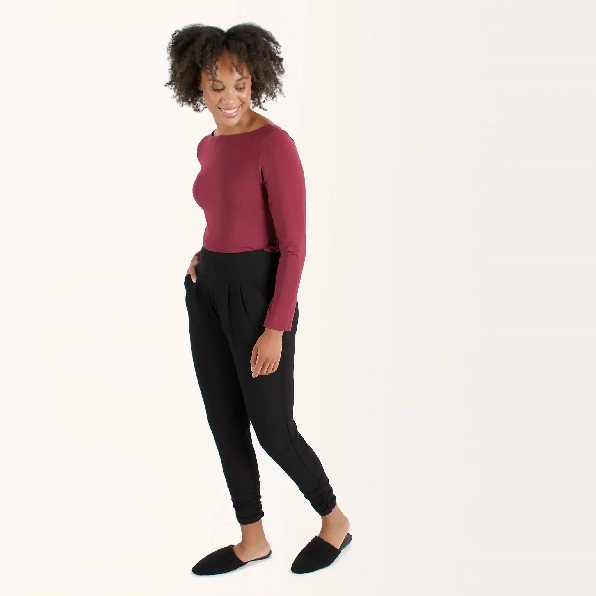 The Effortless Reversible Long Sleeve in Dark Heathered Grey