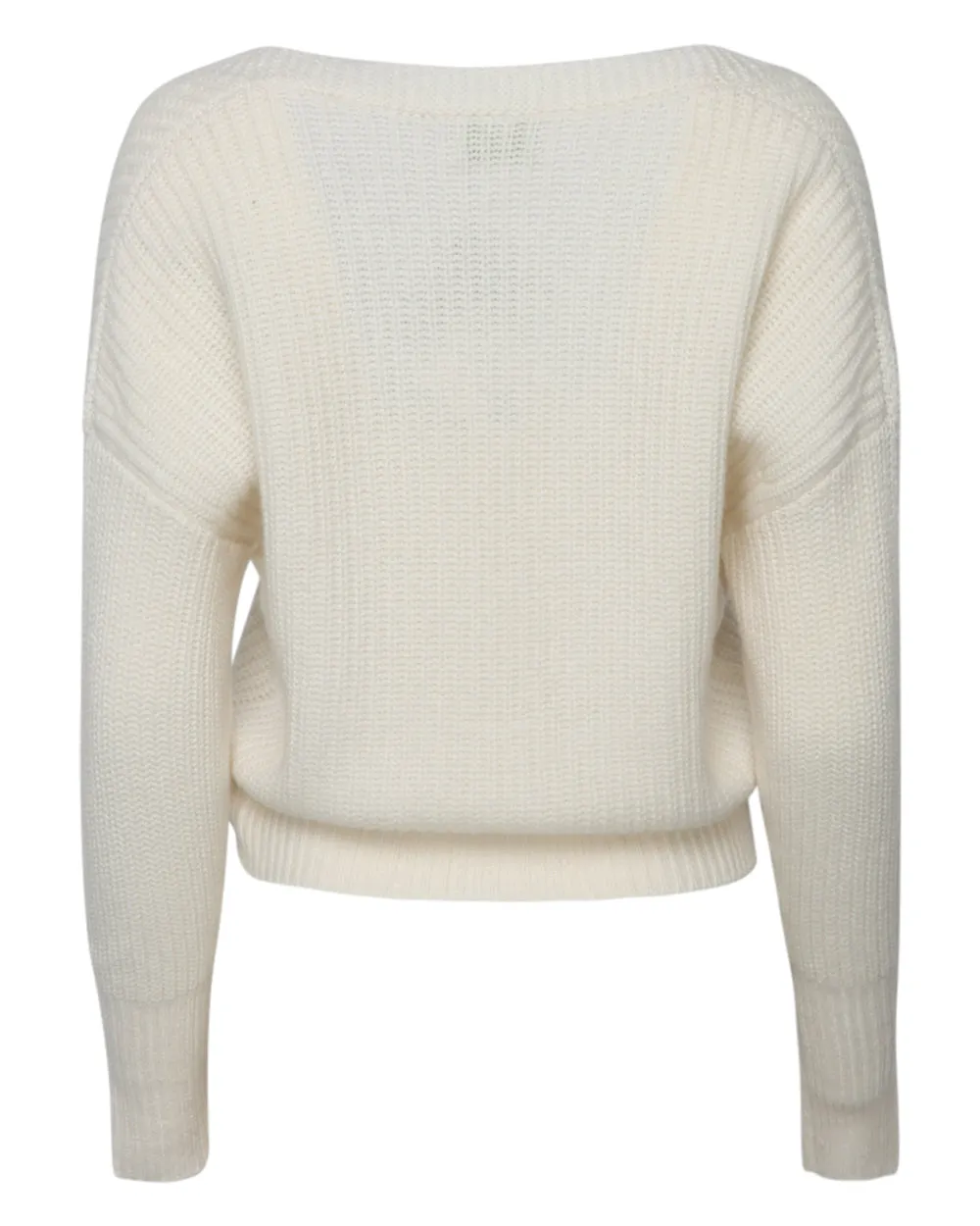 White V Neck Big Stitch Cardigan