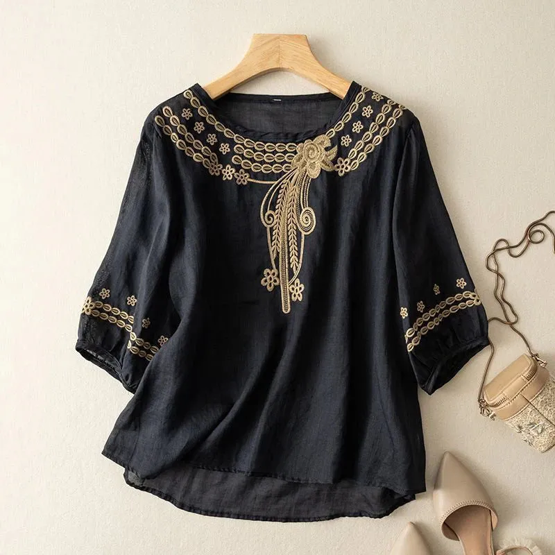 Women's Long Sleeve Floral Shirts & Blouses L 566157