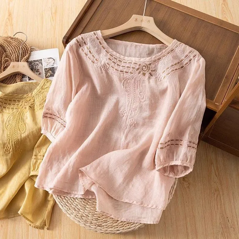 Women's Long Sleeve Floral Shirts & Blouses L 566157