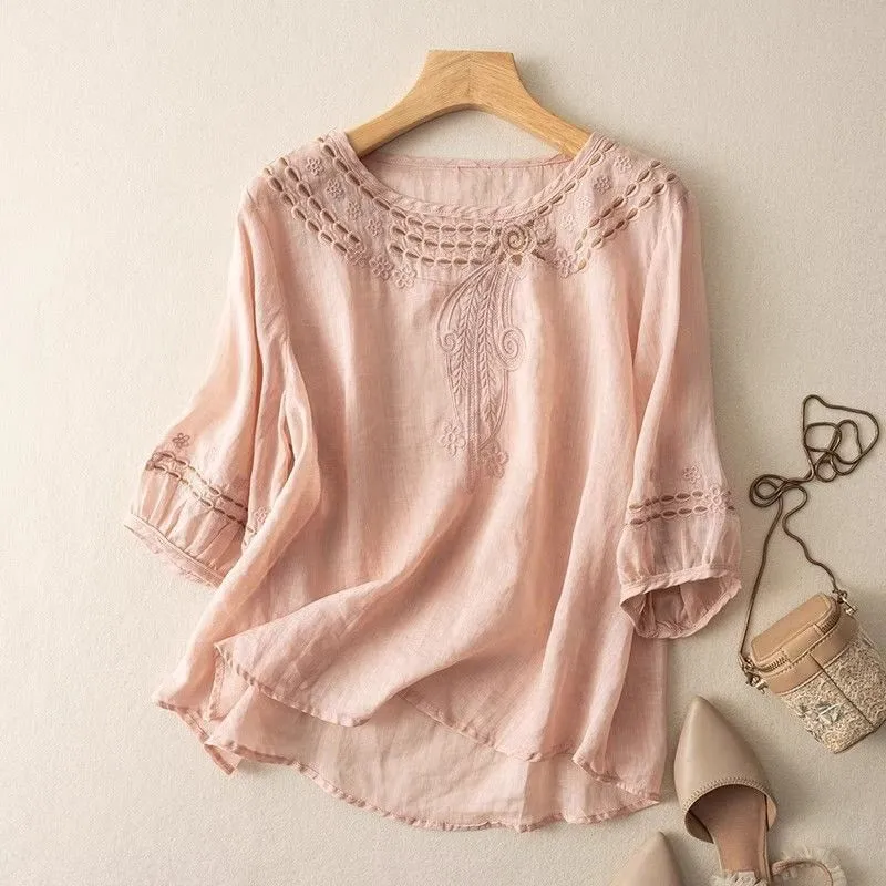 Women's Long Sleeve Floral Shirts & Blouses L 566157