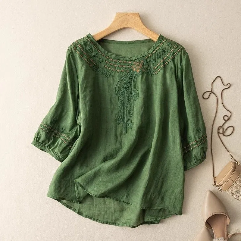 Women's Long Sleeve Floral Shirts & Blouses L 566157
